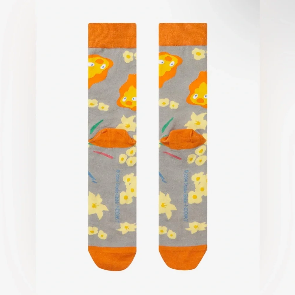 Rare! Studio Ghibli Howl's Moving Castle Calcifer & Flowers AOP Socks